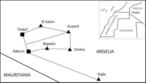 Mapa de los campamentos de refugiados saharauis en Tinduf, Argelia