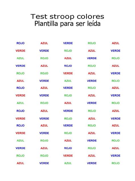 Imagen de ejemplo del Test de Stroop