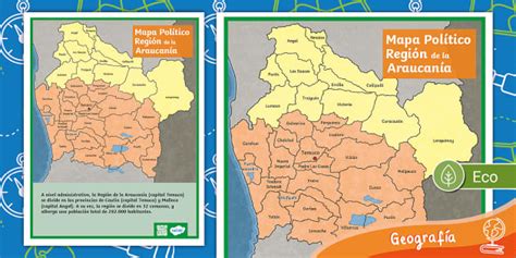 Mapa de la Región de La Araucanía destacando Vilcún y Temuco