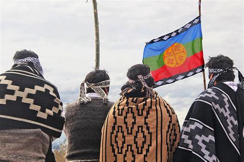 Bandera mapuche ondeando en un contexto de diálogo o protesta