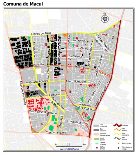 Mapa de la comuna de Macul destacando su ubicación en Santiago.