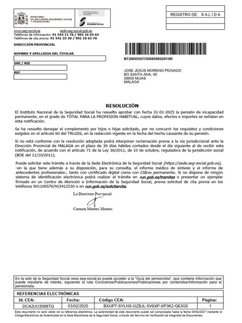 Estructura de un documento de resolución de incapacidad permanente (REIP)