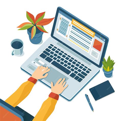 Ilustración de una persona usando una computadora para escribir, simbolizando la postulación en línea