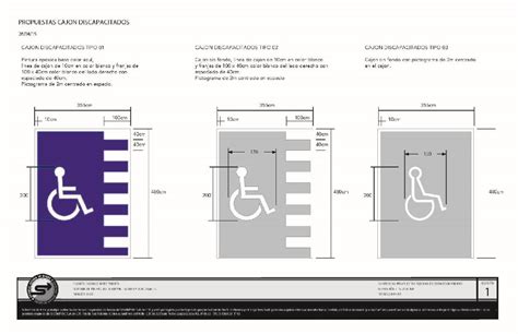 diagrama de las dimensiones y señalización de un estacionamiento para personas con discapacidad