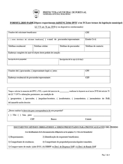 Formulario o esquema de solicitud de exención de cotización