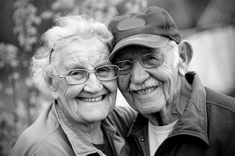 Fotografía de una pareja de ancianos sonriendo juntos