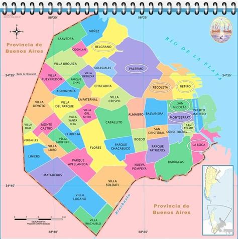 Mapa de la Ciudad de Buenos Aires con sus principales barrios universitarios