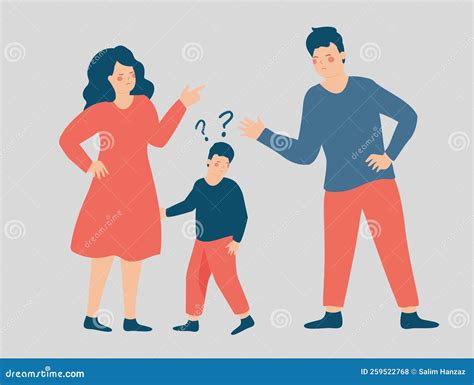 Ilustración de padres discutiendo sobre el pago de gastos de sus hijos