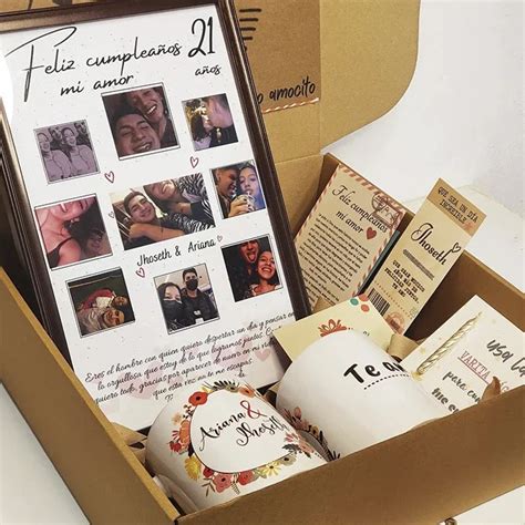 Ejemplos de regalos personalizados como una taza grabada o un cuaderno