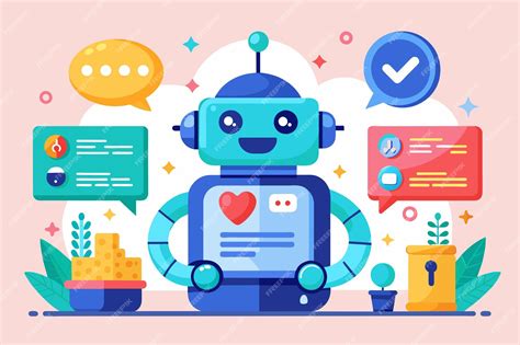 Ilustración de un chatbot amigable interactuando con un usuario