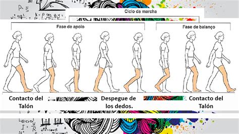 Infografía comparativa: Patrón de marcha en un adulto joven frente a la postura y pasos de un adulto mayor.