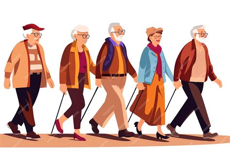 Ilustración: Adulto mayor caminando y disfrutando del entorno natural