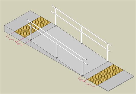 Ilustración de protección lateral y área libre de paso en una ruta accesible