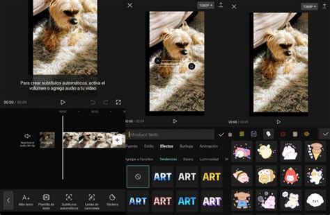 Ejemplo de meme en proceso de edición con opciones de texto y stickers