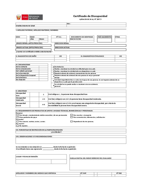 Formulario de solicitud de certificado de discapacidad del COMPIN