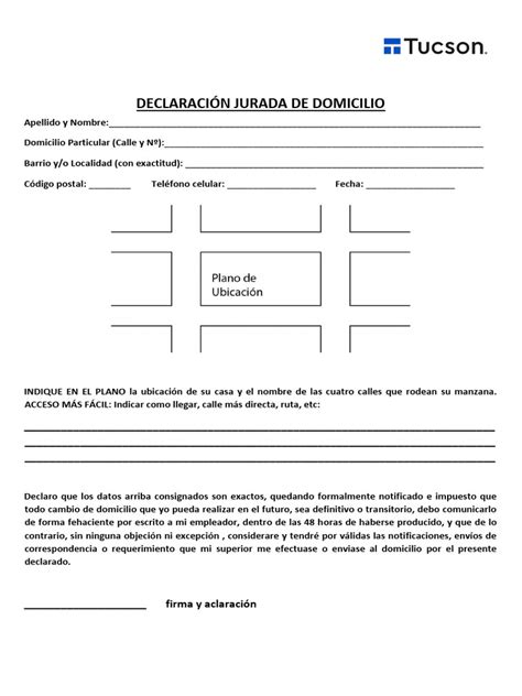 Esquema de un formulario de declaración jurada