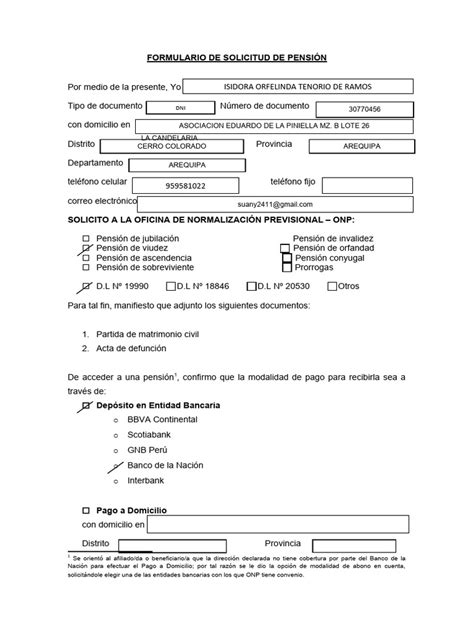 Formulario de solicitud para pensión de gracia