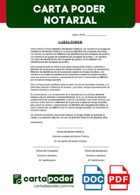Documento de ejemplo de poder notarial