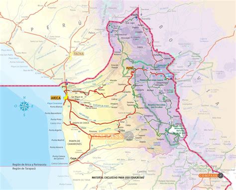 Mapa de la región de Arica con ubicaciones de jardines infantiles