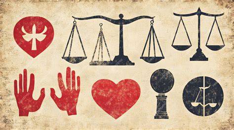 Ilustración de varios símbolos que representan los derechos fundamentales del adulto mayor