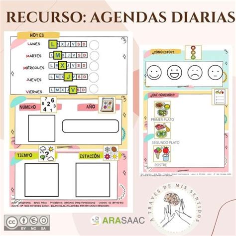 Ilustración de un niño utilizando una agenda diaria adaptada.