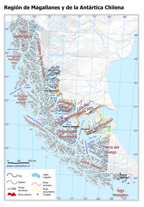 Mapa de la Región de Magallanes y la Antártica Chilena