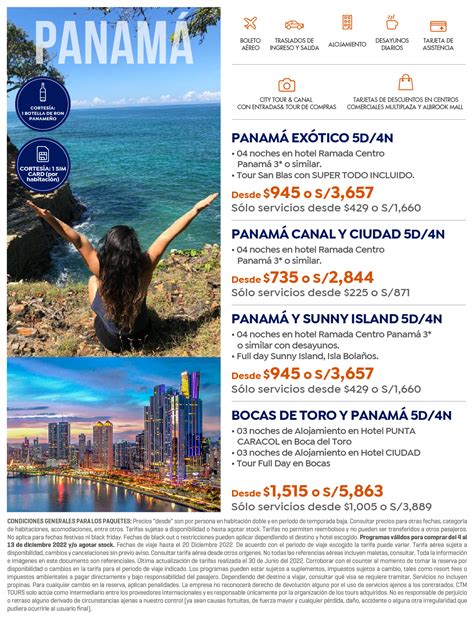 Infografía comparativa de los diferentes tipos de paquetes turísticos ofrecidos por Caja Los Héroes
