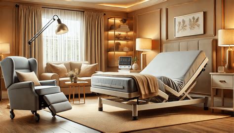 Esquema de la disposición ideal de una cama articulada en una habitación de residencia de ancianos