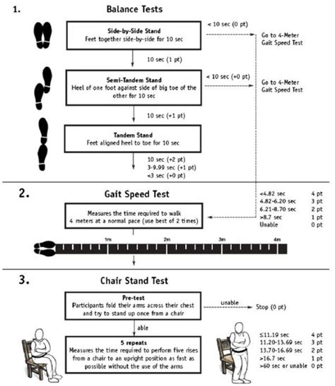 Ilustración de las pruebas que componen la Short Physical Performance Battery (SPPB)