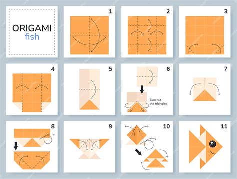 Esquema de un pez de origami