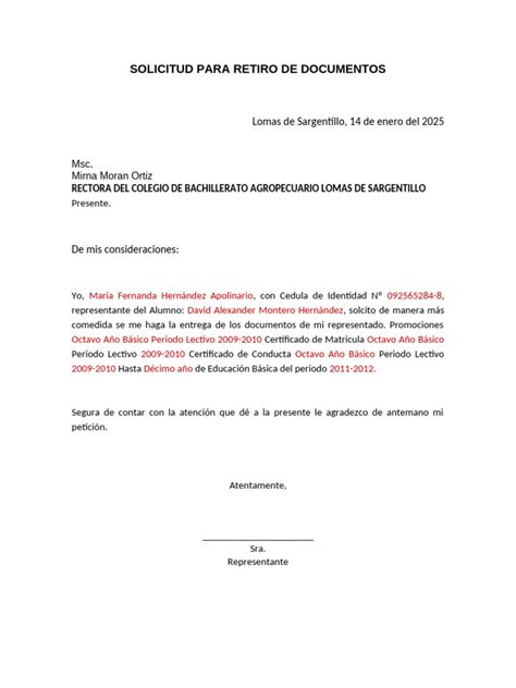 Documentos requeridos para solicitud de retiro de AFP