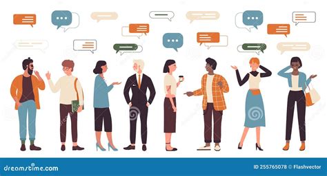 Ilustración de personas de diferentes edades interactuando, con burbujas de diálogo que muestran palabras positivas y negativas