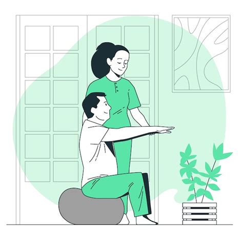 Ilustración mostrando a un fisioterapeuta trabajando con un adulto mayor, enfatizando la personalización del ejercicio.