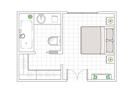 Plano de planta accesible con dormitorio y baño en la primera planta