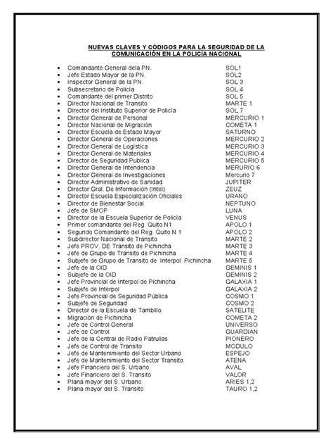 Esquema de las diferentes claves y códigos utilizados en las AFP
