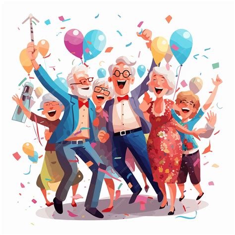 Ilustración de personas mayores celebrando en Japón