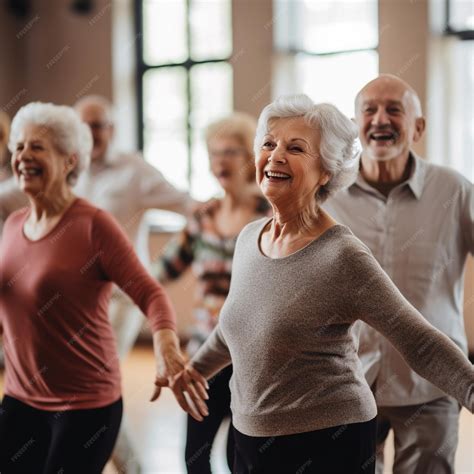 Grupo de personas mayores practicando arte o bailando en un taller