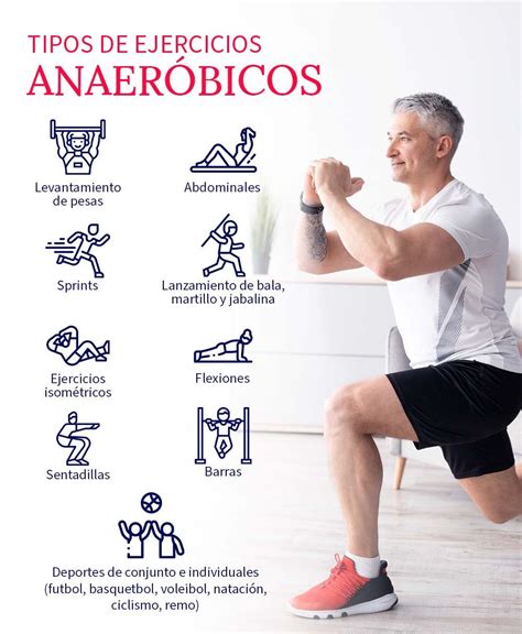 Infografía con ejemplos de ejercicios de fuerza y aeróbicos para adultos mayores