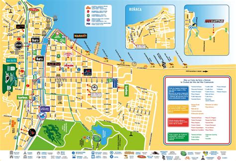 Mapa turístico de Viña del Mar, Chile, destacando las playas y puntos de interés