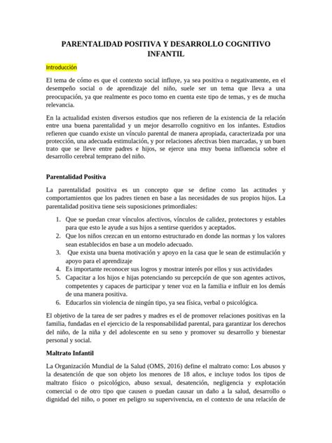 Gráfico de impactos de la parentalidad positiva en desarrollo infantil