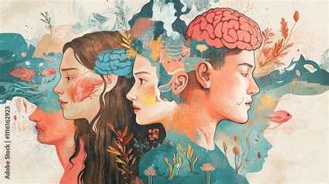 Ilustración de una persona mayor con expresiones de bienestar emocional y elementos simbólicos de plenitud