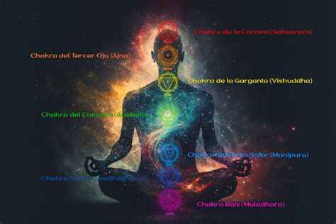 Infografía sobre los chakras principales del cuerpo y el flujo de energía Kundalini