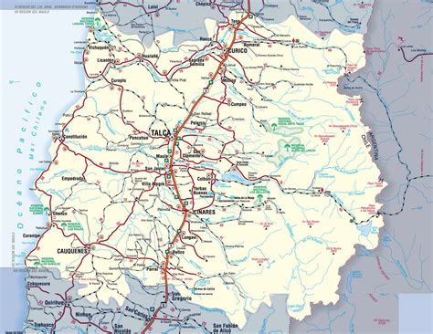 Mapa de la provincia de Curicó en la región del Maule, Chile, resaltando su ubicación geográfica.