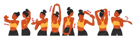 Ilustración de estiramientos para la parte superior del cuerpo