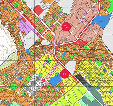 Mapa de zonificación rural y urbana con parcelas rústicas