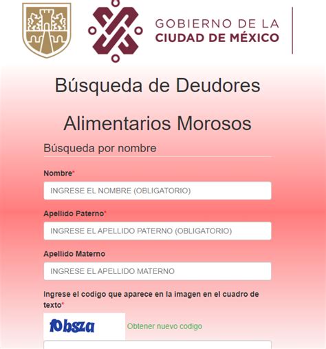 Captura de pantalla o diagrama del portal online para solicitar certificado de deudor de alimentos