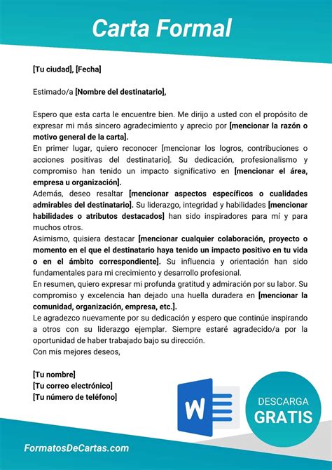 Ejemplo de estructura de carta formal