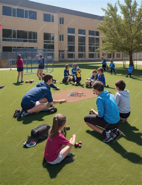 Estudiantes realizando actividades deportivas en un patio escolar