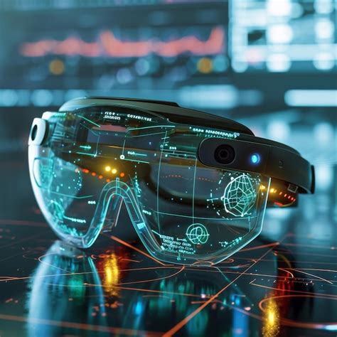 Ilustración de una persona usando lentes inteligentes con realidad aumentada mostrando información