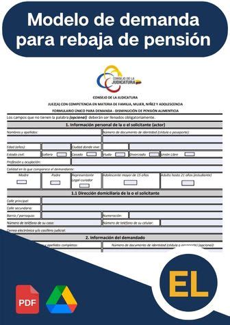 Ejemplo de documentos requeridos para solicitar rebaja de pensión de alimentos